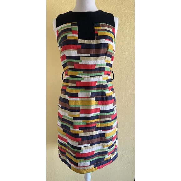 Milly linen silk wool Mod sheath dress workwear sleeveless knee length size 6 - Picture 1 of 7